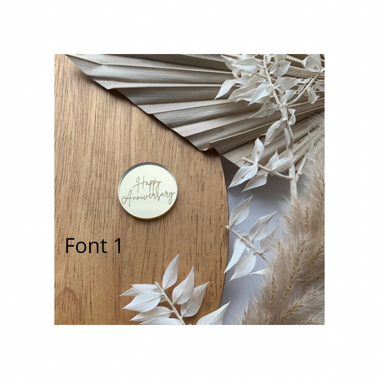 3cm Happy Anniversary mirror acrylic disc