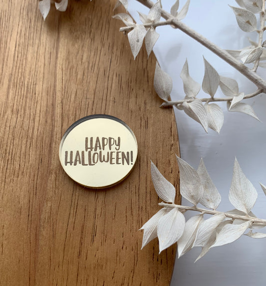 FIVER FRIDAY - pack of 10 - 3cm Happy Halloween mirrored acrylic disc