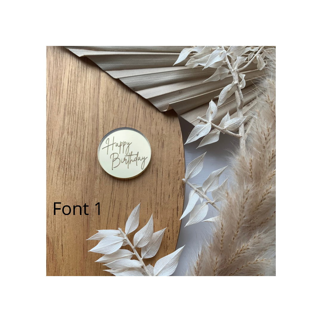3cm Happy Birthday mirror acrylic disc