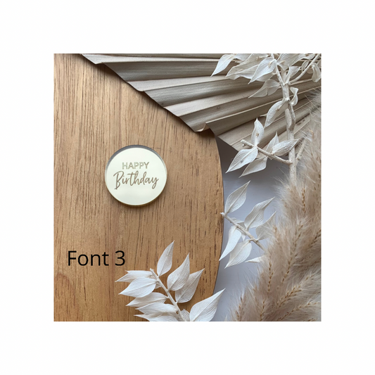 3cm Happy Birthday mirror acrylic disc