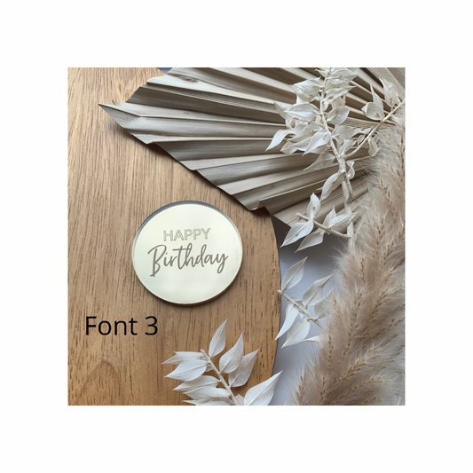5cm Happy Birthday mirror acrylic disc