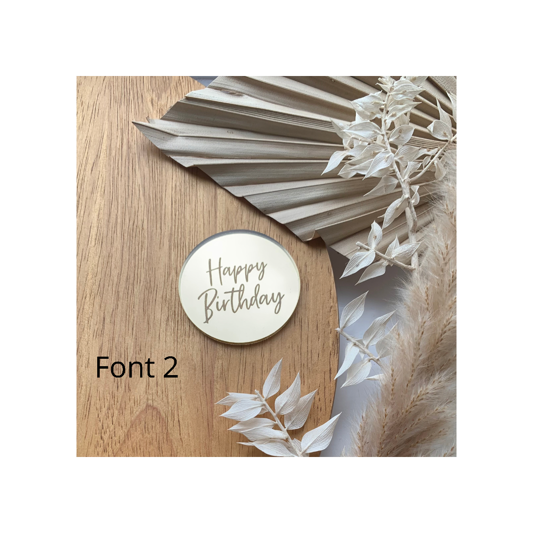 5cm Happy Birthday mirror acrylic disc
