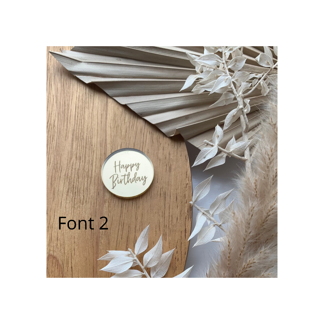 3cm Happy Birthday mirror acrylic disc
