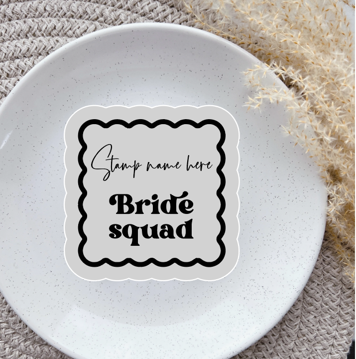 Bride Squad square Border embosser and matching cutter