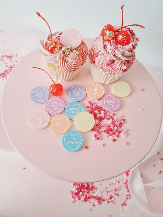 Love hearts cupcake toppers