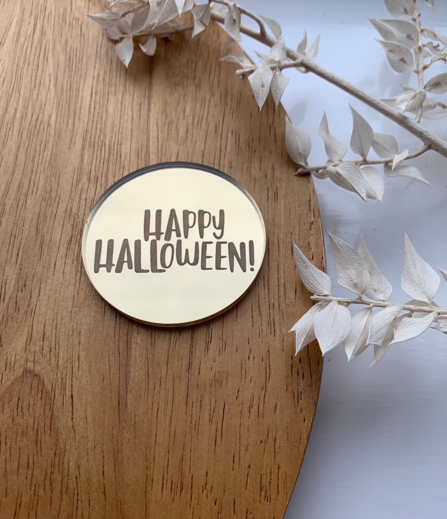 5cm Happy Halloween mirrored acrylic disc