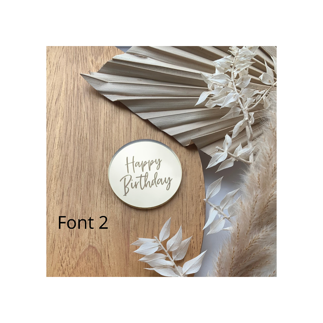 FIVER FRIDAY - Pack of 5 - 5cm Happy Birthday mirror acrylic disc