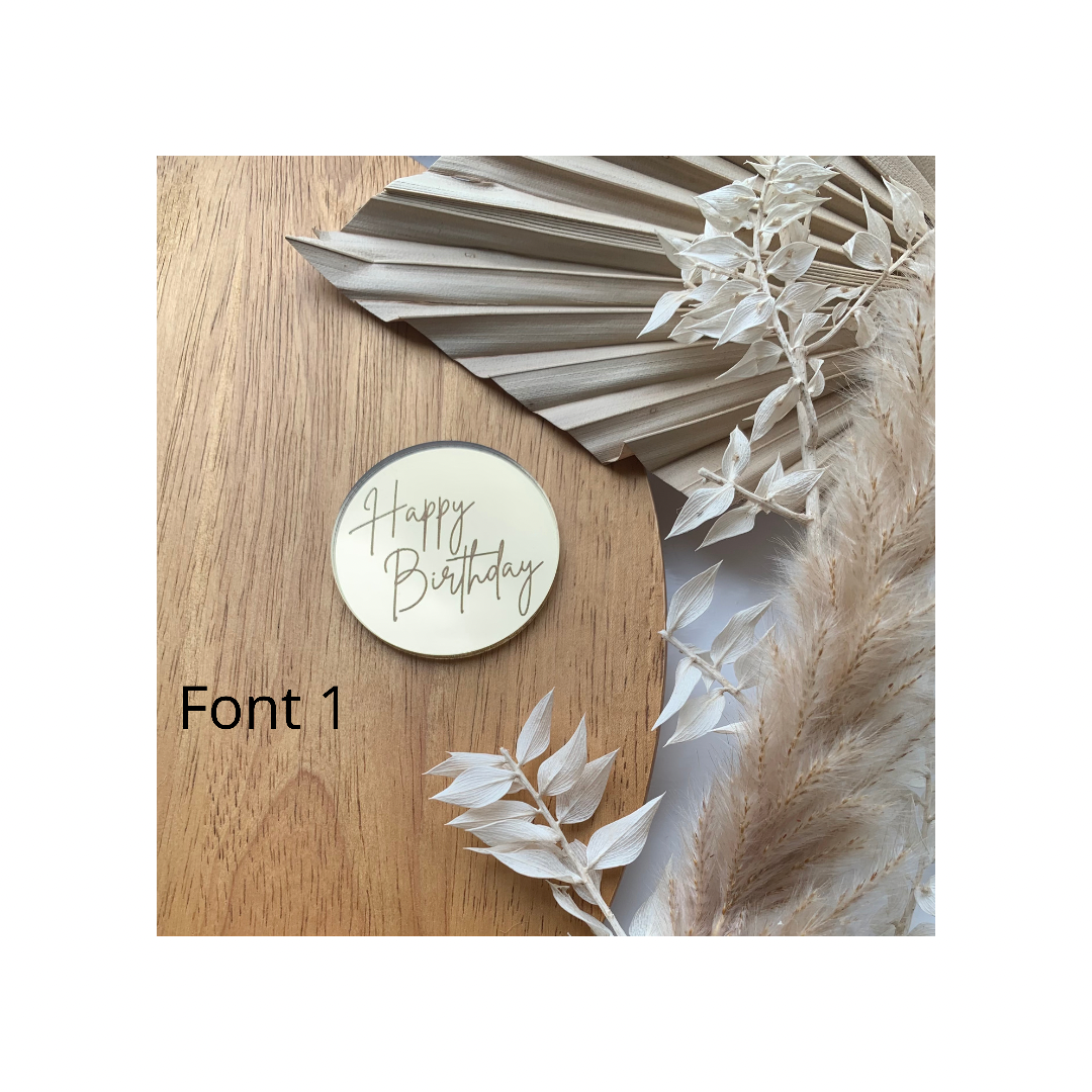 FIVER FRIDAY - Pack of 5 - 5cm Happy Birthday mirror acrylic disc