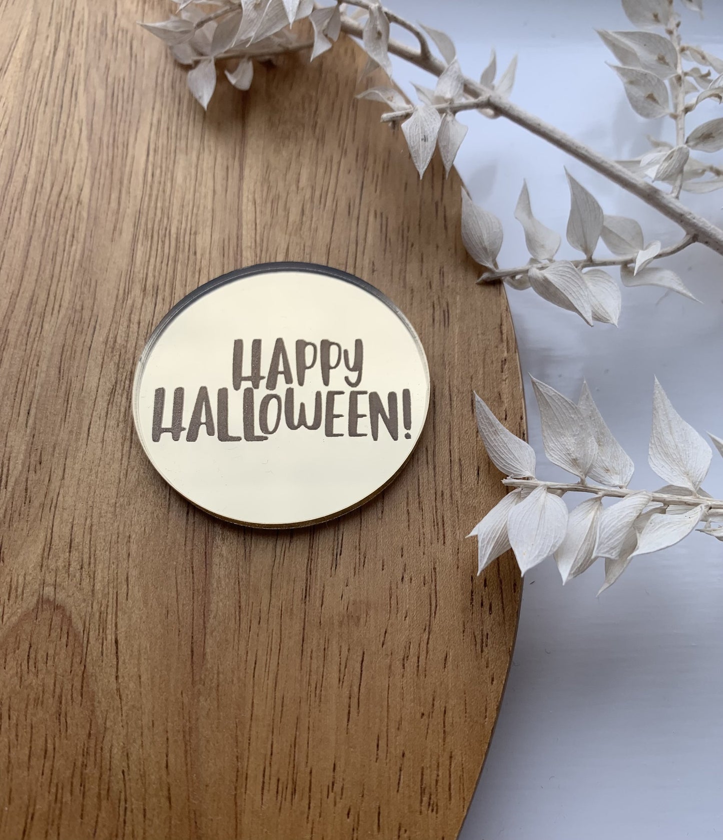 FIVER FRIDAY - pack of 5 - 5cm Happy Halloween mirrored acrylic disc